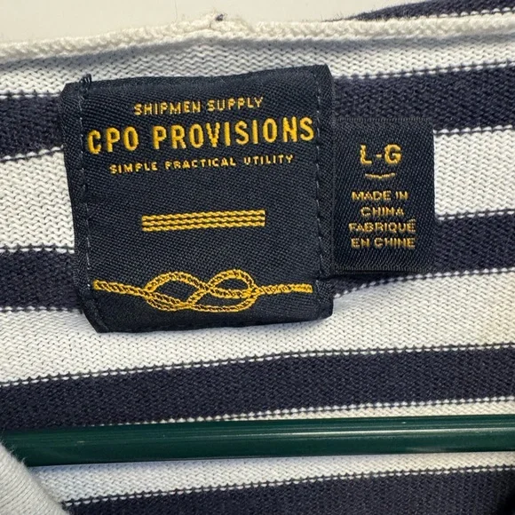 Navy and White Striped Men's‎ Hoodie - Picture 5 of 8